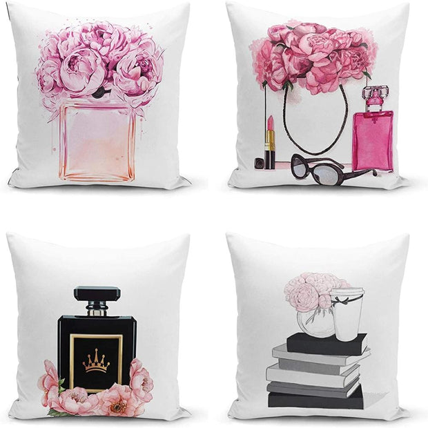 Hillkar Global Set 4 fete perna decorative din poliester si bumbac, Zeynep RKYK482 Multicolor, 43 x 43 cm