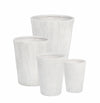 Set 4 ghivece din fibra de sticla si argila, Ribbed Shaped Alb Antichizat, Ø44xH55 / Ø37xH46,5 / Ø30xH40 / Ø24xH31,5 cm