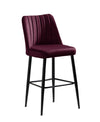 Asir Set 4 scaune de bar tapitate cu stofa si picioare metalice, Vento Velvet Burgundy / Negru, l49xA45xH99 cm