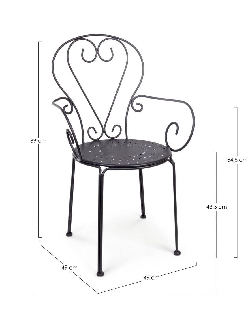 Set 4 scaune de gradina / terasa din metal Etienne Antracit, l49xA49xH89 cm (8)