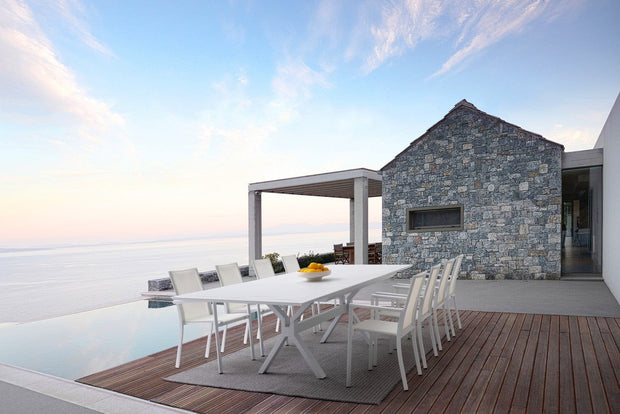 Set 4 scaune de gradina / terasa din metal si material textil, Konnor Alb, l56,2xA60xH88 cm (6)