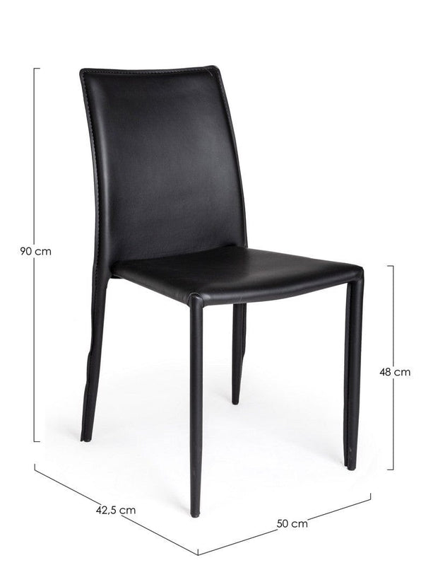 Set 4 scaune din metal, tapitate cu piele ecologica Alison Negru, l50xA42,5xH90 cm (5)