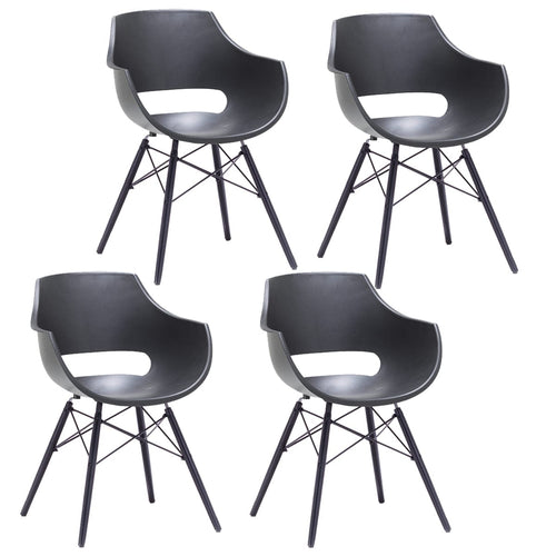 MCA Furniture Set 4 scaune din plastic cu picioare de lemn Rockville Gri / Negru, l57xA58xH80 cm