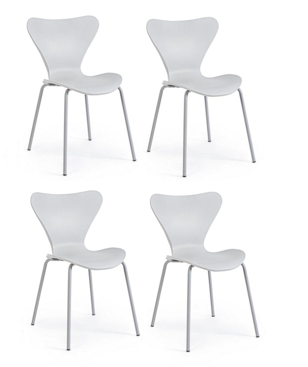 Set 4 scaune din plastic cu picioare metalice Tessa Gri Deschis, l50xA49,5xH82 cm
