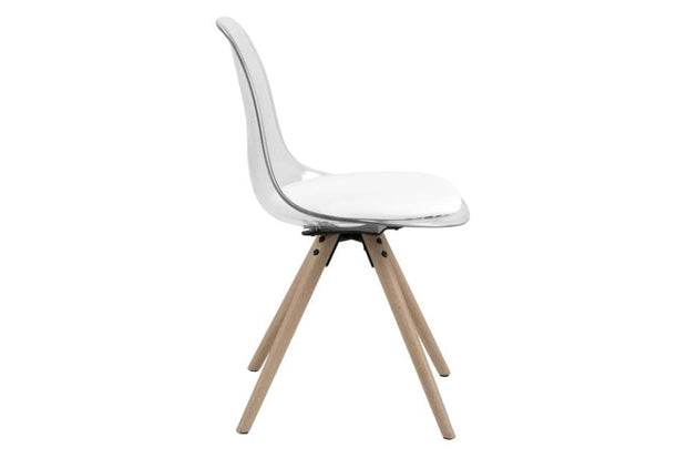 Set 4 scaune din plastic si picioare din lemn Hanning Alb, l47xA53xH81,5 cm (3)