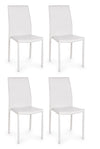 Set 4 scaune tapitate cu piele ecologica si picioare metalice Adda Alb, l44xA42xH96 cm