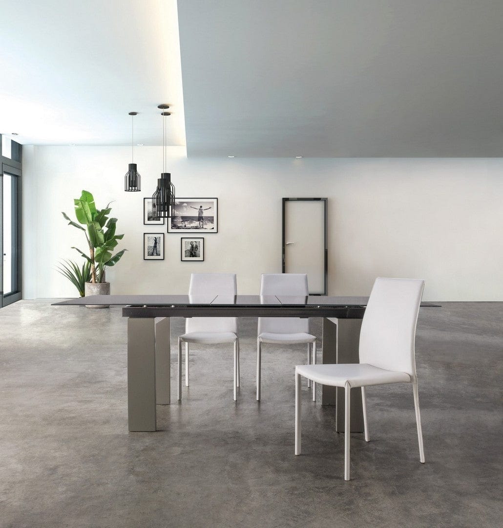 Set 4 scaune tapitate cu piele ecologica si picioare metalice Adda Alb, l44xA42xH96 cm (1)