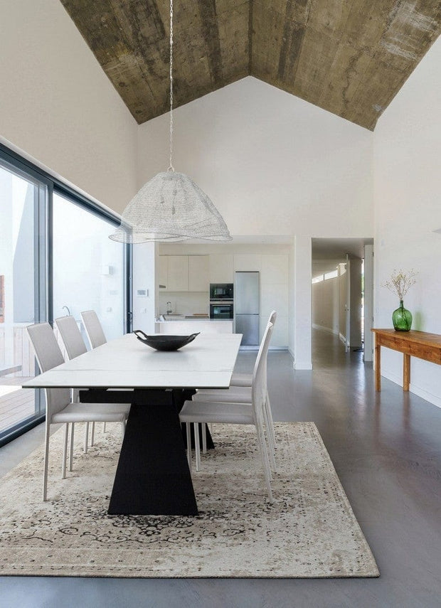 Set 4 scaune tapitate cu piele ecologica si picioare metalice Adda Alb, l44xA42xH96 cm (3)