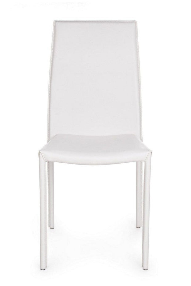 Set 4 scaune tapitate cu piele ecologica si picioare metalice Adda Alb, l44xA42xH96 cm (5)