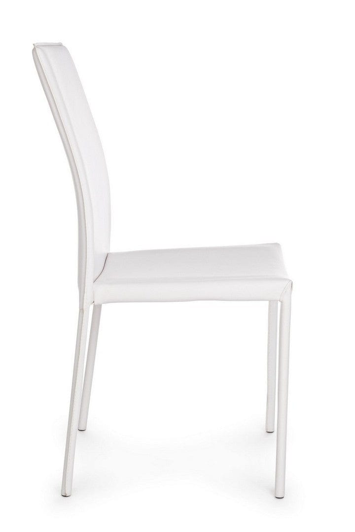 Set 4 scaune tapitate cu piele ecologica si picioare metalice Adda Alb, l44xA42xH96 cm (7)