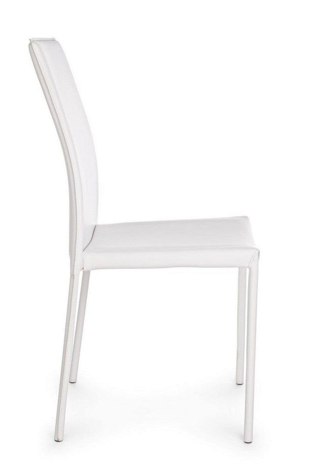 Set 4 scaune tapitate cu piele ecologica si picioare metalice Adda Alb, l44xA42xH96 cm (7)