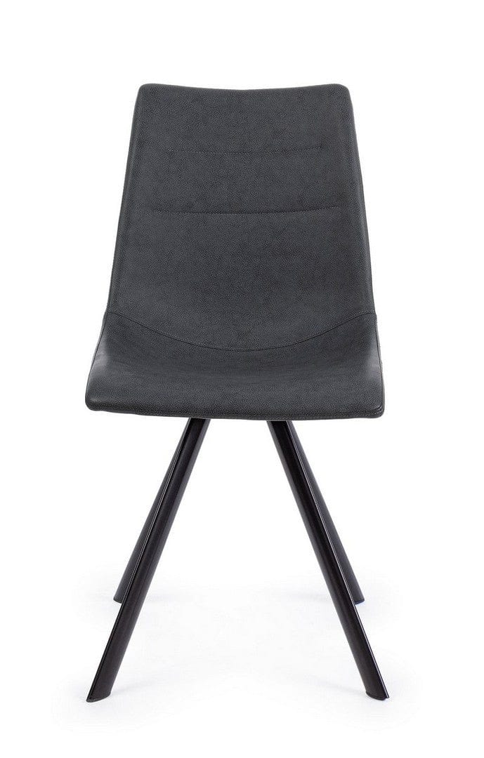 Set 4 scaune tapitate cu piele ecologica si picioare metalice Alva Gri Inchis / Negru, l45xA58xH90 cm (3)