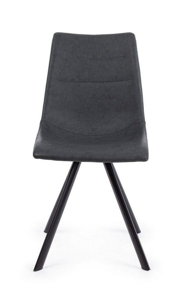 Set 4 scaune tapitate cu piele ecologica si picioare metalice Alva Gri Inchis / Negru, l45xA58xH90 cm (3)