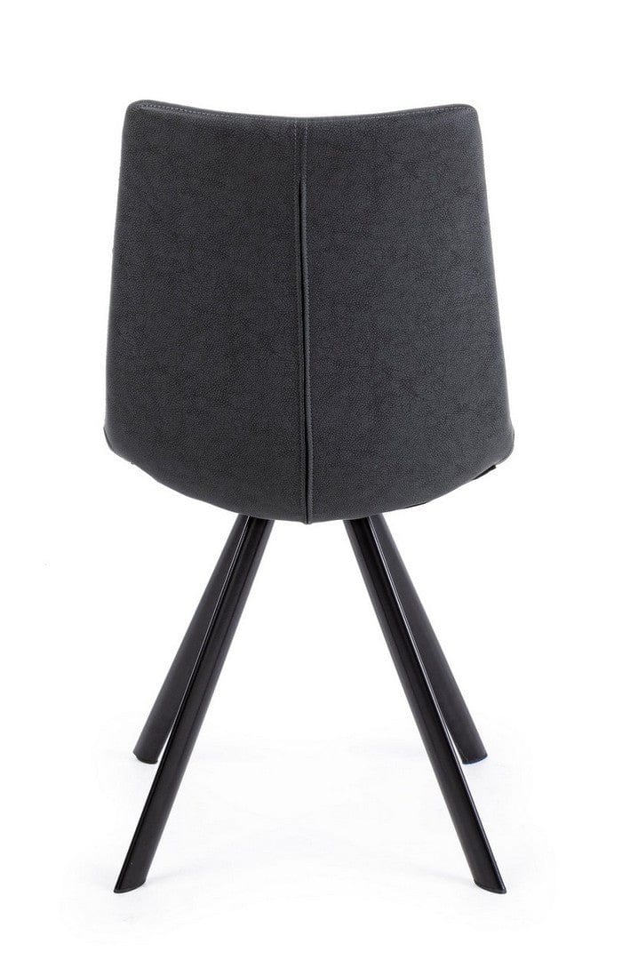 Set 4 scaune tapitate cu piele ecologica si picioare metalice Alva Gri Inchis / Negru, l45xA58xH90 cm (4)