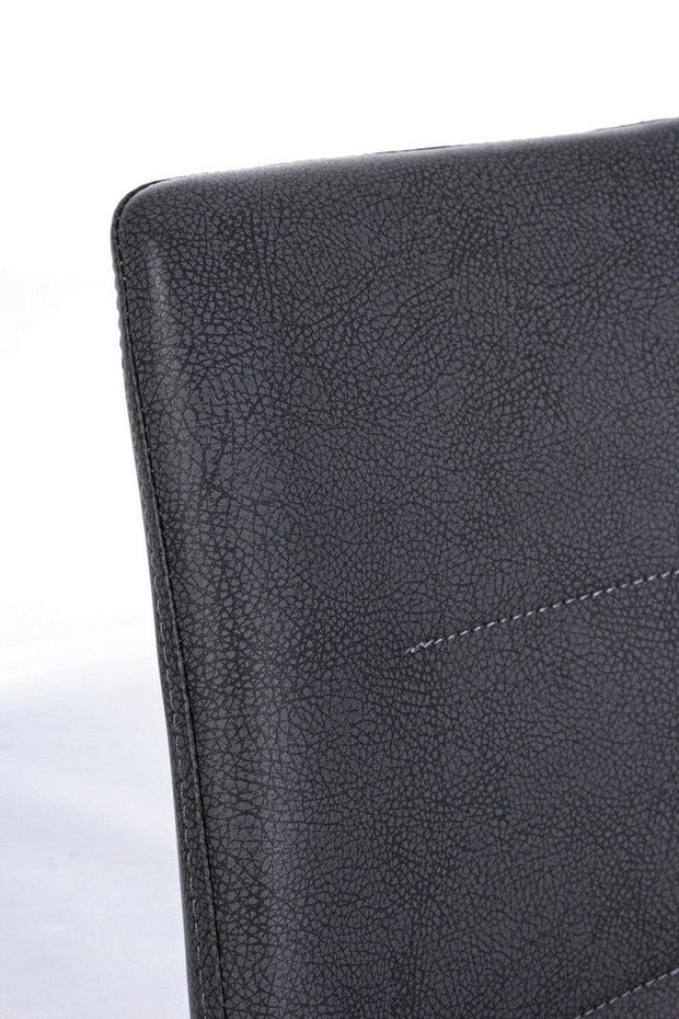 Set 4 scaune tapitate cu piele ecologica si picioare metalice Alva Gri Inchis / Negru, l45xA58xH90 cm (6)