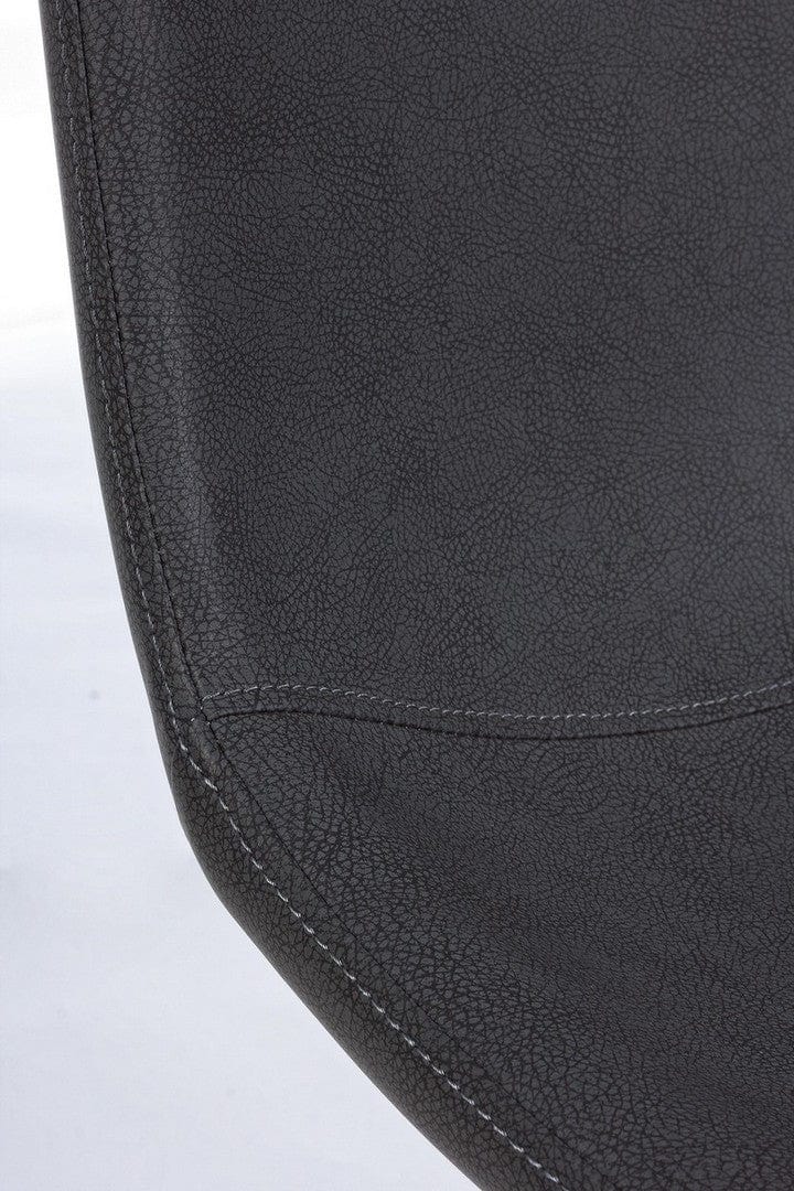 Set 4 scaune tapitate cu piele ecologica si picioare metalice Alva Gri Inchis / Negru, l45xA58xH90 cm (7)