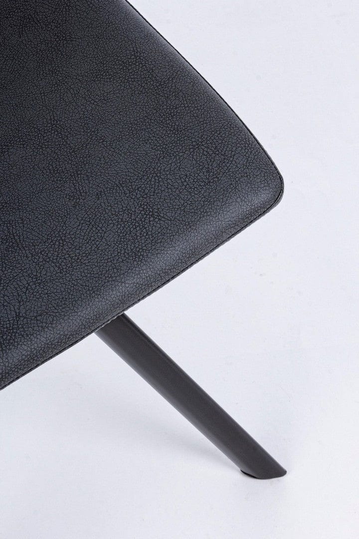 Set 4 scaune tapitate cu piele ecologica si picioare metalice Alva Gri Inchis / Negru, l45xA58xH90 cm (9)