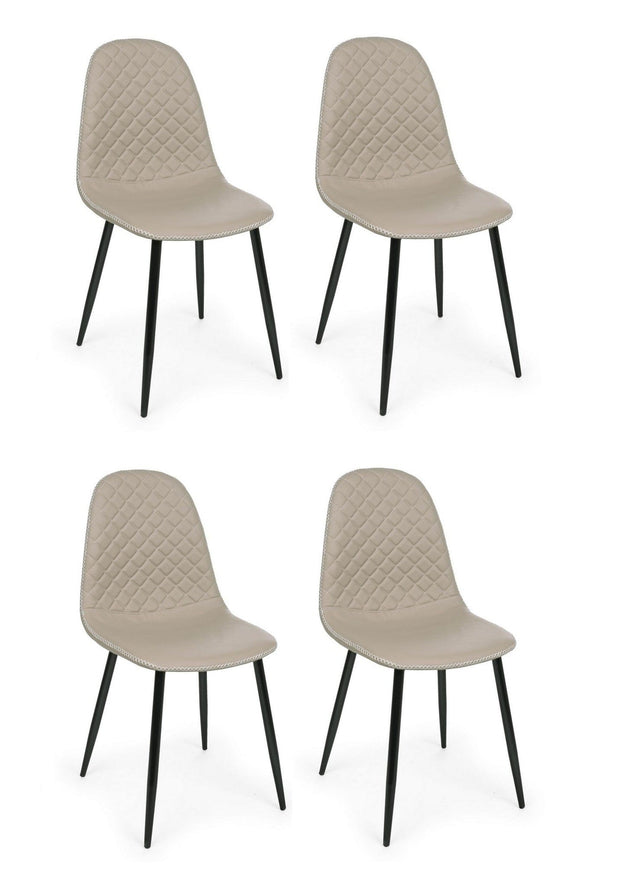 Set 4 scaune tapitate cu piele ecologica si picioare metalice Amanda Grej / Negru, l45xA54xH87 cm