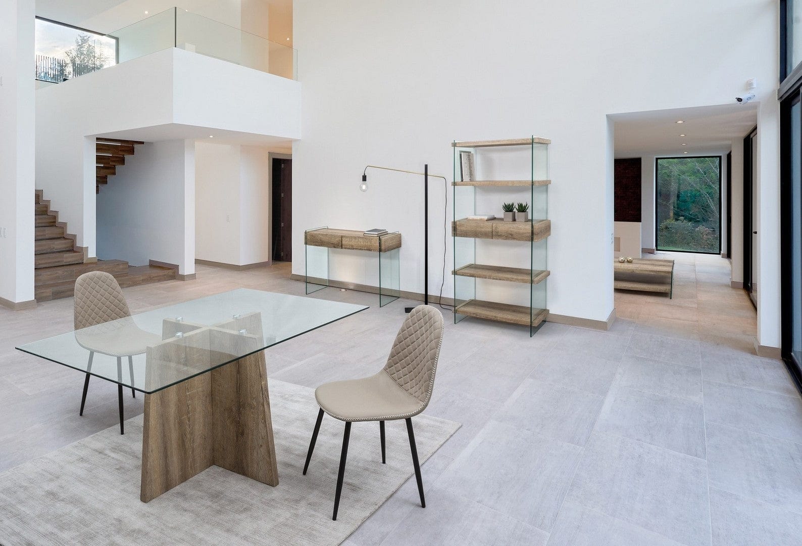 Set 4 scaune tapitate cu piele ecologica si picioare metalice Amanda Grej / Negru, l45xA54xH87 cm (1)