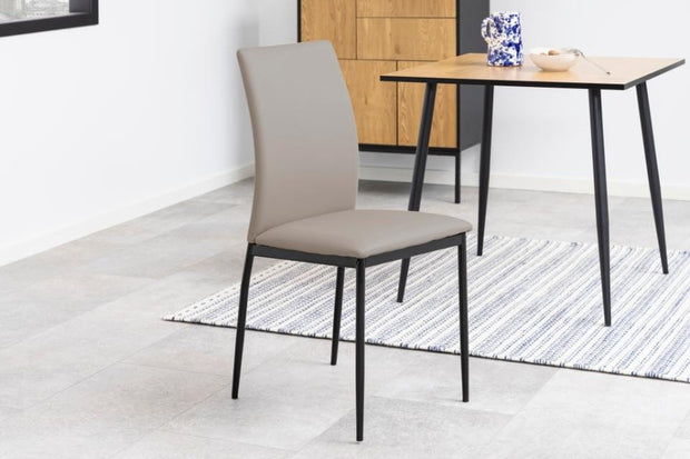 Actona Set 4 scaune tapitate cu piele ecologica si picioare metalice Demina Gri / Negru, l43,5xA53xH92 cm