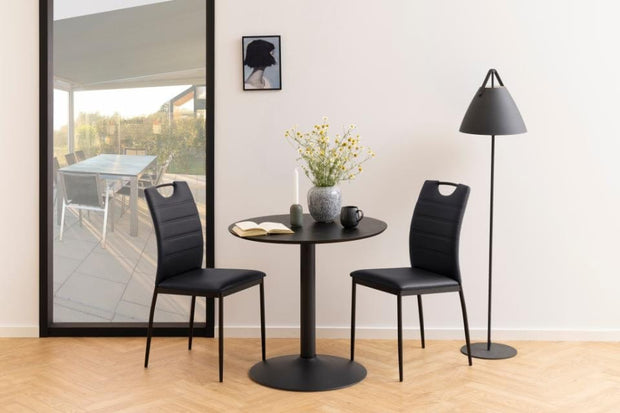 Set 4 scaune tapitate cu piele ecologica si picioare metalice Dia Negru, l43,5xA53xH92 cm (1)