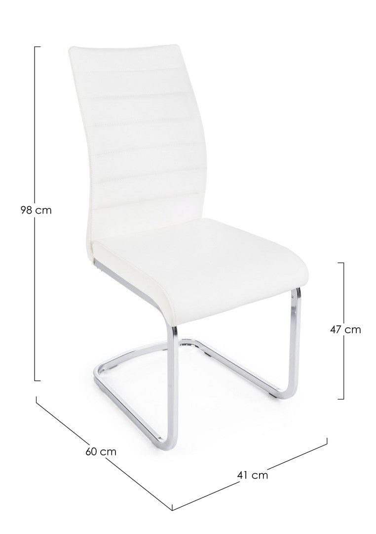 Set 4 scaune tapitate cu piele ecologica si picioare metalice Myra Alb / Crom, l41xA60xH98 cm (2)