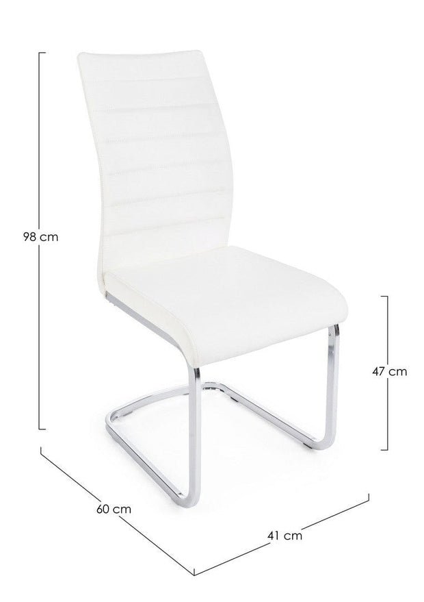 Set 4 scaune tapitate cu piele ecologica si picioare metalice Myra Alb / Crom, l41xA60xH98 cm (2)