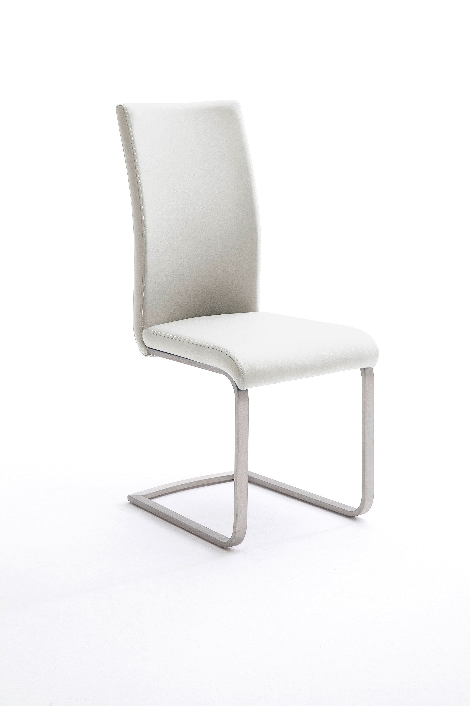 MCA Furniture Set 4 scaune tapitate cu piele ecologica si picioare metalice, Paulo I Alb / Crom, l42xA58xH102 cm