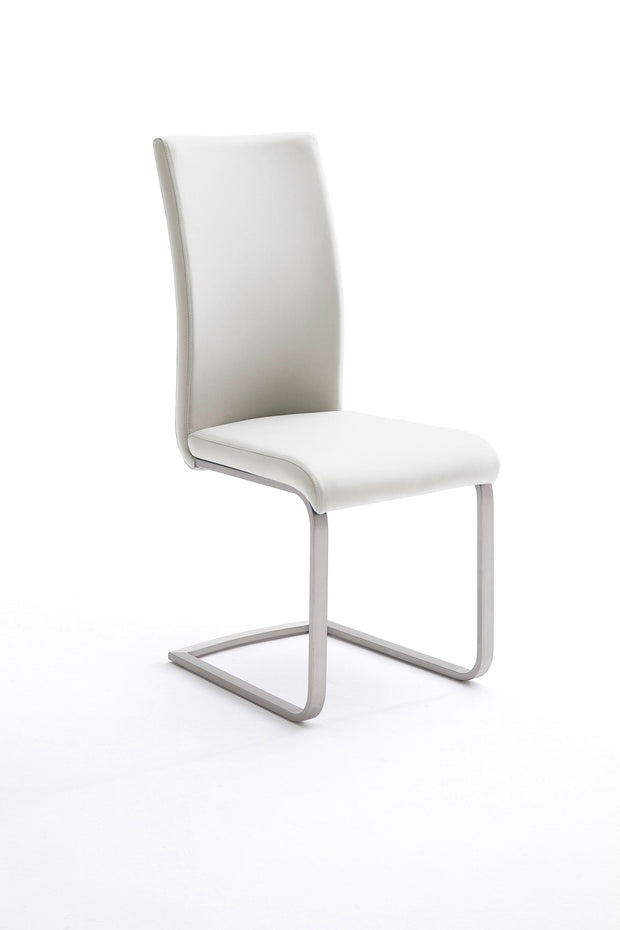 MCA Furniture Set 4 scaune tapitate cu piele ecologica si picioare metalice, Paulo I Alb / Crom, l42xA58xH102 cm