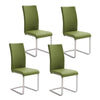 MCA Furniture Set 4 scaune tapitate cu piele ecologica si picioare metalice, Paulo I Verde Olive / Crom, l42xA58xH102 cm