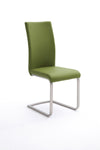 MCA Furniture Set 4 scaune tapitate cu piele ecologica si picioare metalice, Paulo I Verde Olive / Crom, l42xA58xH102 cm