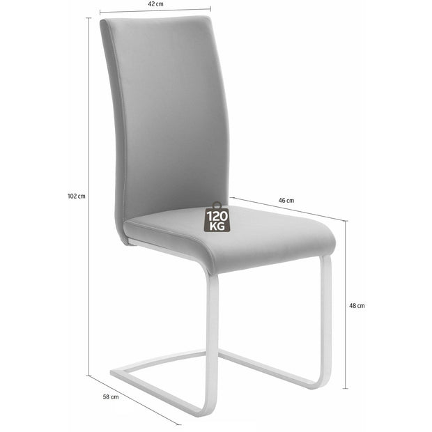 MCA Furniture Set 4 scaune tapitate cu piele ecologica si picioare metalice, Paulo I Verde Olive / Crom, l42xA58xH102 cm