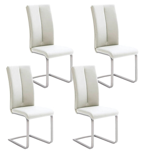 MCA Furniture Set 4 scaune tapitate cu piele ecologica si picioare metalice, Paulo II Alb / Crom, l42xA61xH104 cm