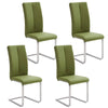 MCA Furniture Set 4 scaune tapitate cu piele ecologica si picioare metalice, Paulo II Verde Olive / Crom, l42xA61xH104 cm