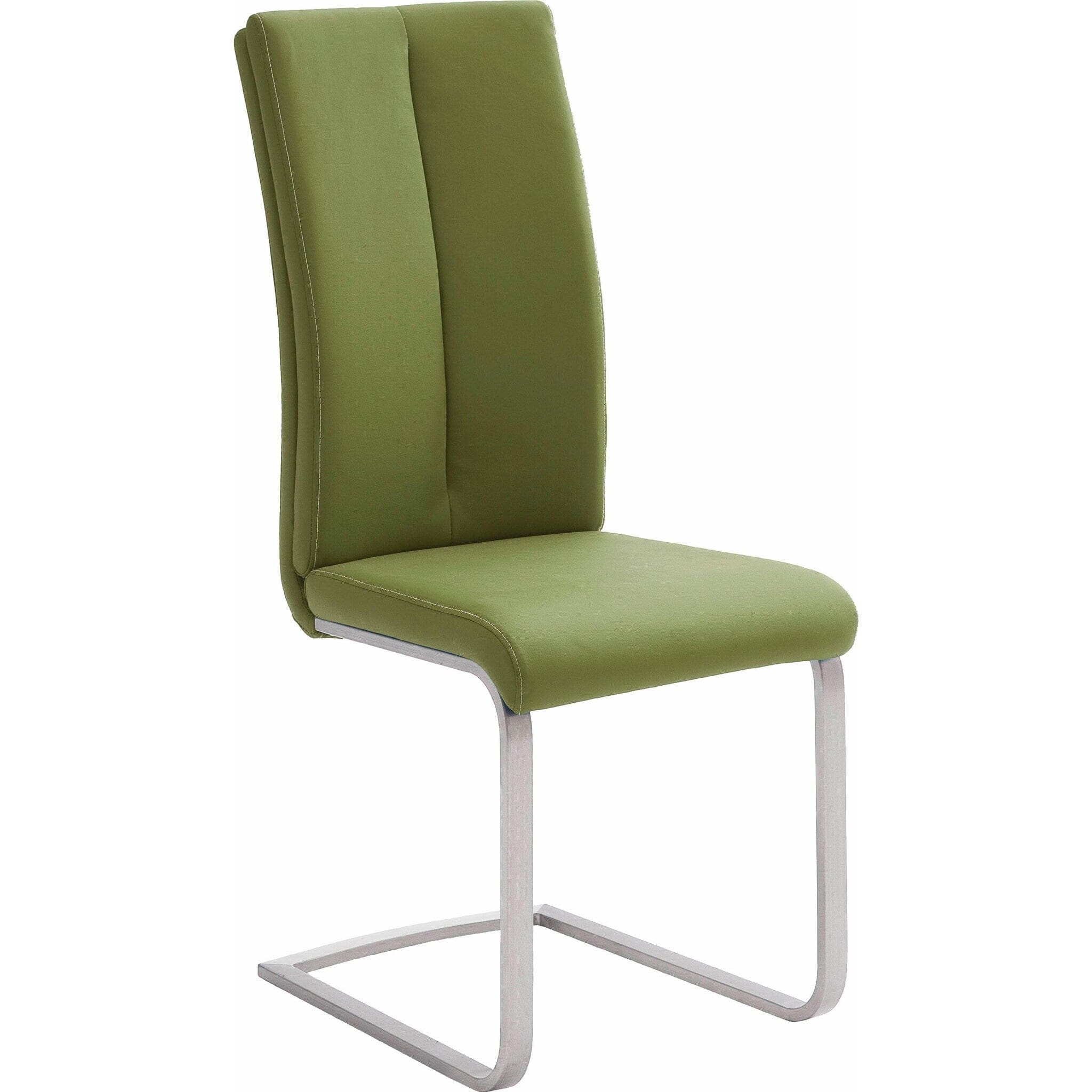 MCA Furniture Set 4 scaune tapitate cu piele ecologica si picioare metalice, Paulo II Verde Olive / Crom, l42xA61xH104 cm