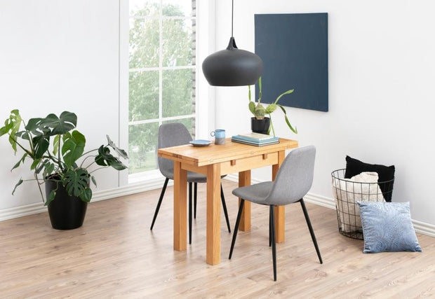 Set 4 scaune tapitate cu stofa si picioare metalice Wilma Gri Deschis / Negru, l44,5xA56xH84 cm (1)