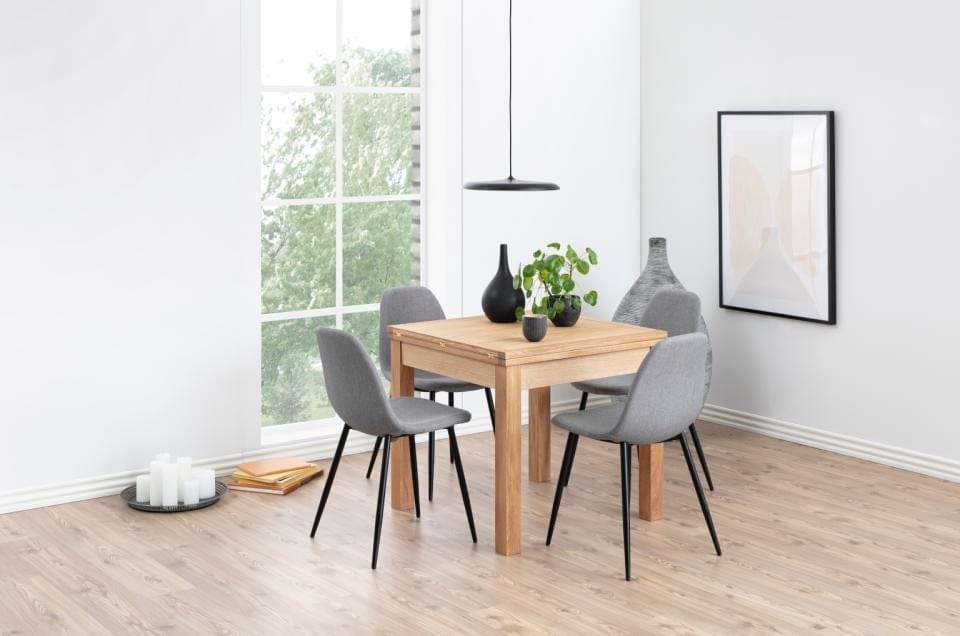 Set 4 scaune tapitate cu stofa si picioare metalice Wilma Gri Deschis / Negru, l44,5xA56xH84 cm (3)