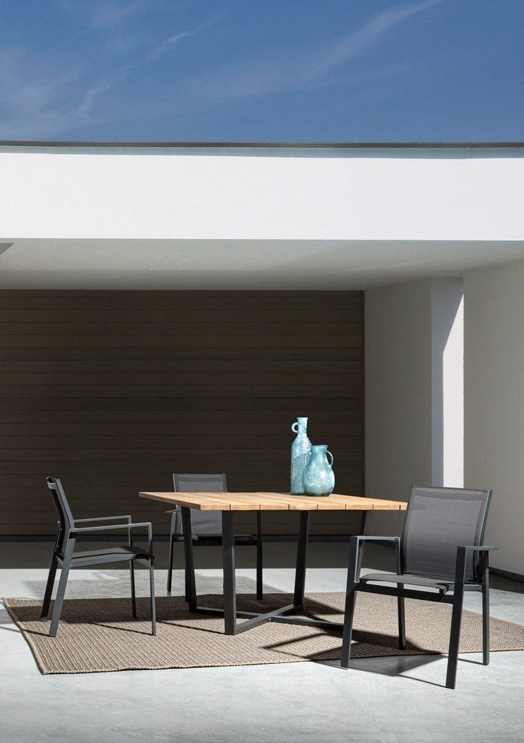 Set 6 scaune de gradina / terasa din metal si material textil Crozet Antracit, l56,5xA62xH88 cm (1)