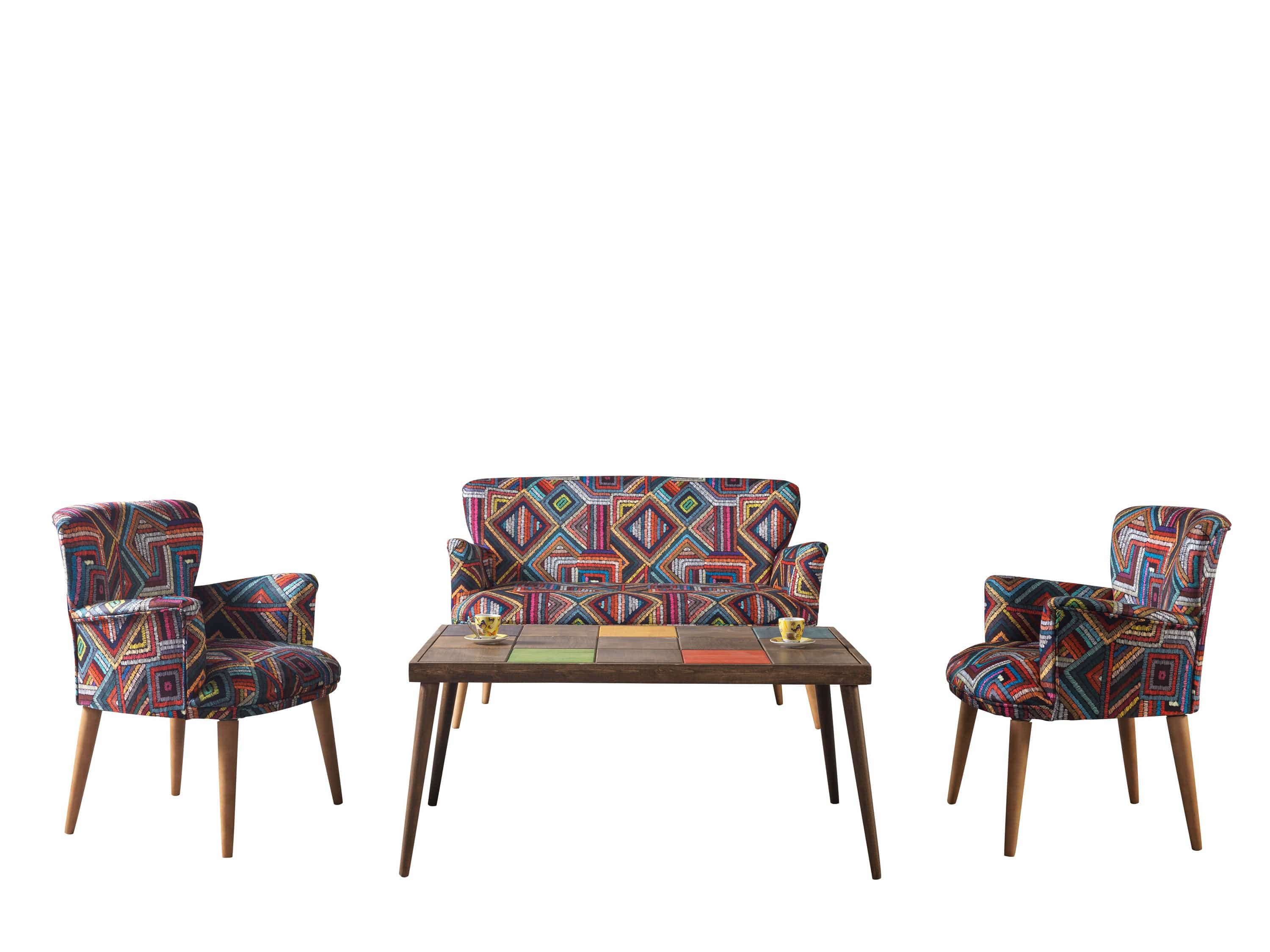 Set Canapea Fixa 2 Locuri + 2 Fotolii Fixe, Bienvelle Multicolor (1)