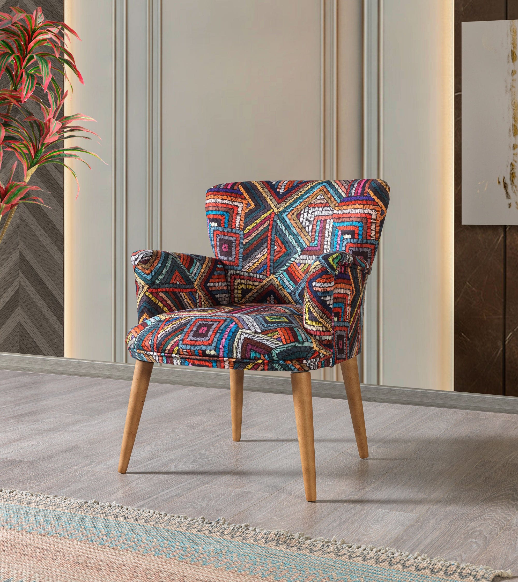 Set Canapea Fixa 2 Locuri + 2 Fotolii Fixe, Bienvelle Multicolor (3)