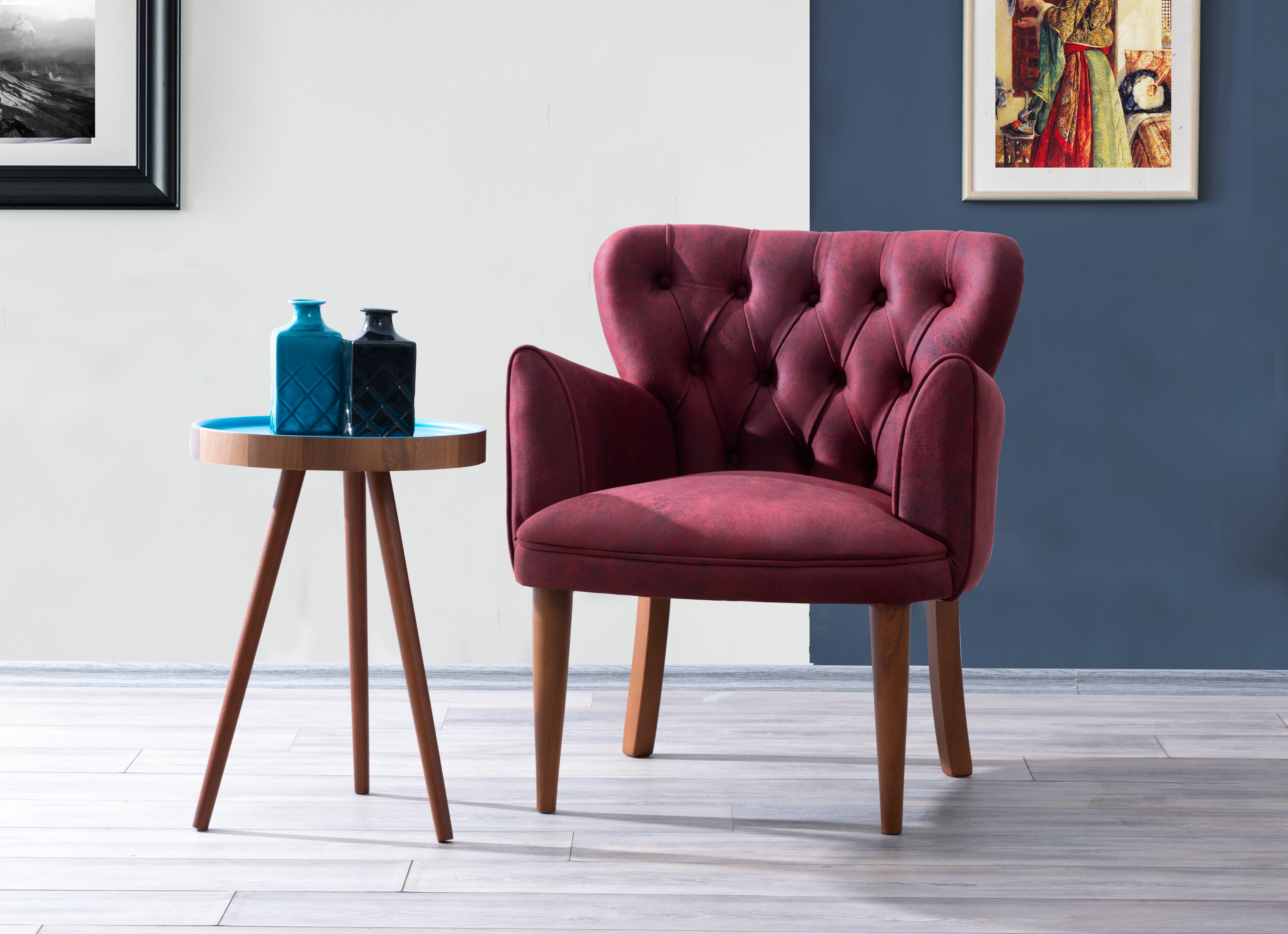 Set Canapea Fixa 2 Locuri + 2 Fotolii Fixe, Vega Bleumarin / Burgundy (2)