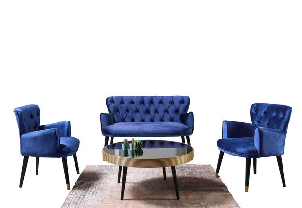 Set Canapea Fixa 2 Locuri + 2 Fotolii Fixe, Vegas Bleumarin (1)