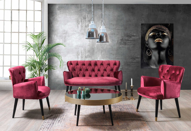 Set Canapea Fixa 2 Locuri + 2 Fotolii Fixe, Vegas Burgundy