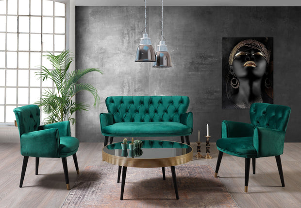 Set Canapea Fixa 2 Locuri + 2 Fotolii Fixe, Vegas Verde (2)