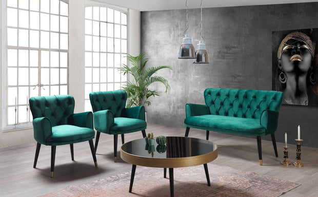 Set Canapea Fixa 2 Locuri + 2 Fotolii Fixe, Vegas Verde (3)