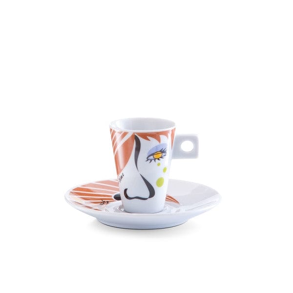 Set ceasca cu farfurioara din portelan, Faces Multicolor, 50 ml, 12 piese (2)