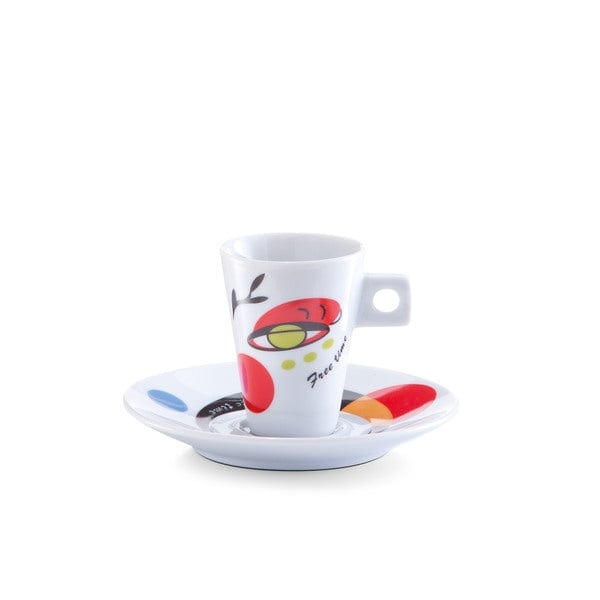 Set ceasca cu farfurioara din portelan, Faces Multicolor, 50 ml, 12 piese (4)