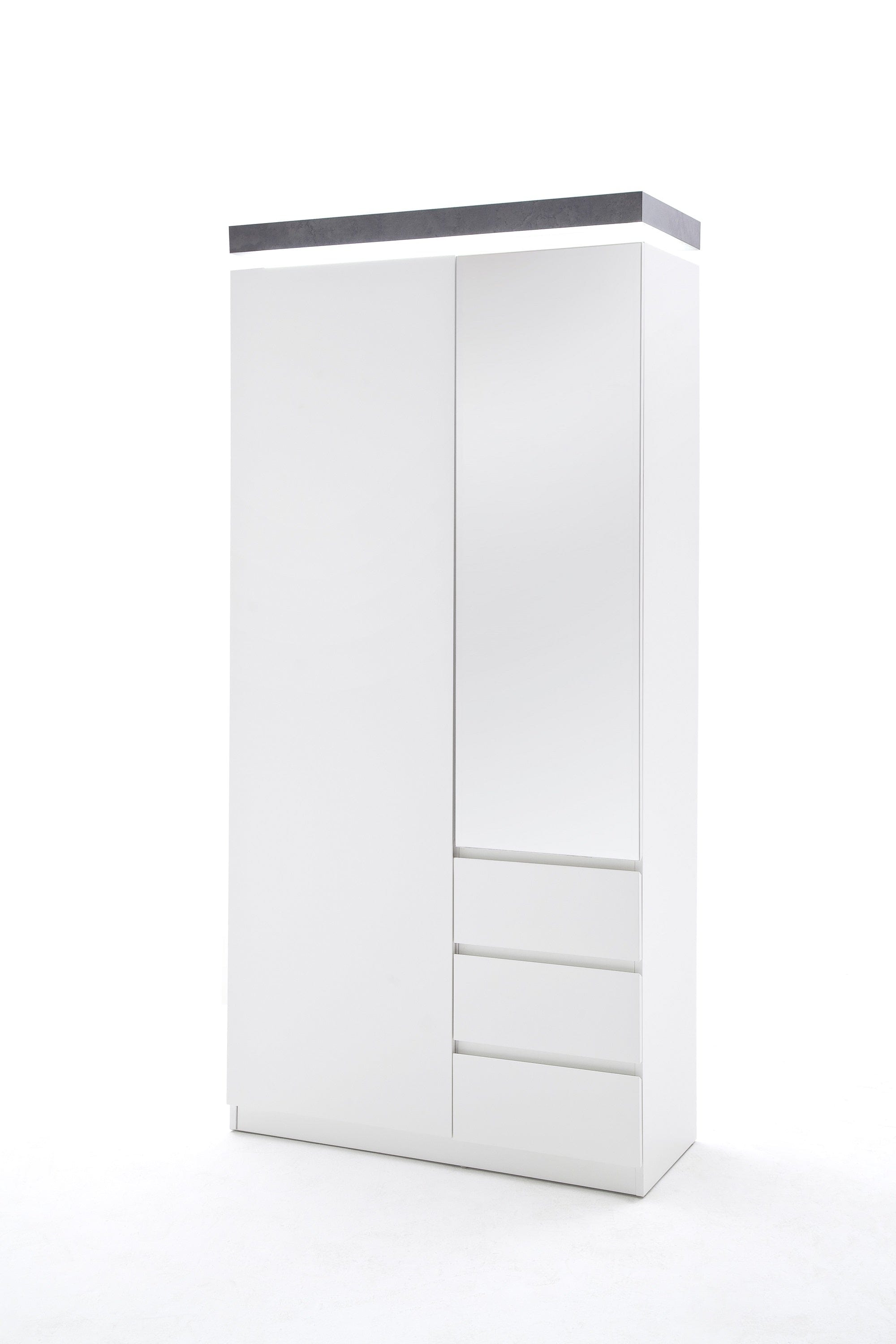 Set de mobila hol din MDF, cu LED inclus, 5 piese, Atlanta Alb / Gri inchis (6)