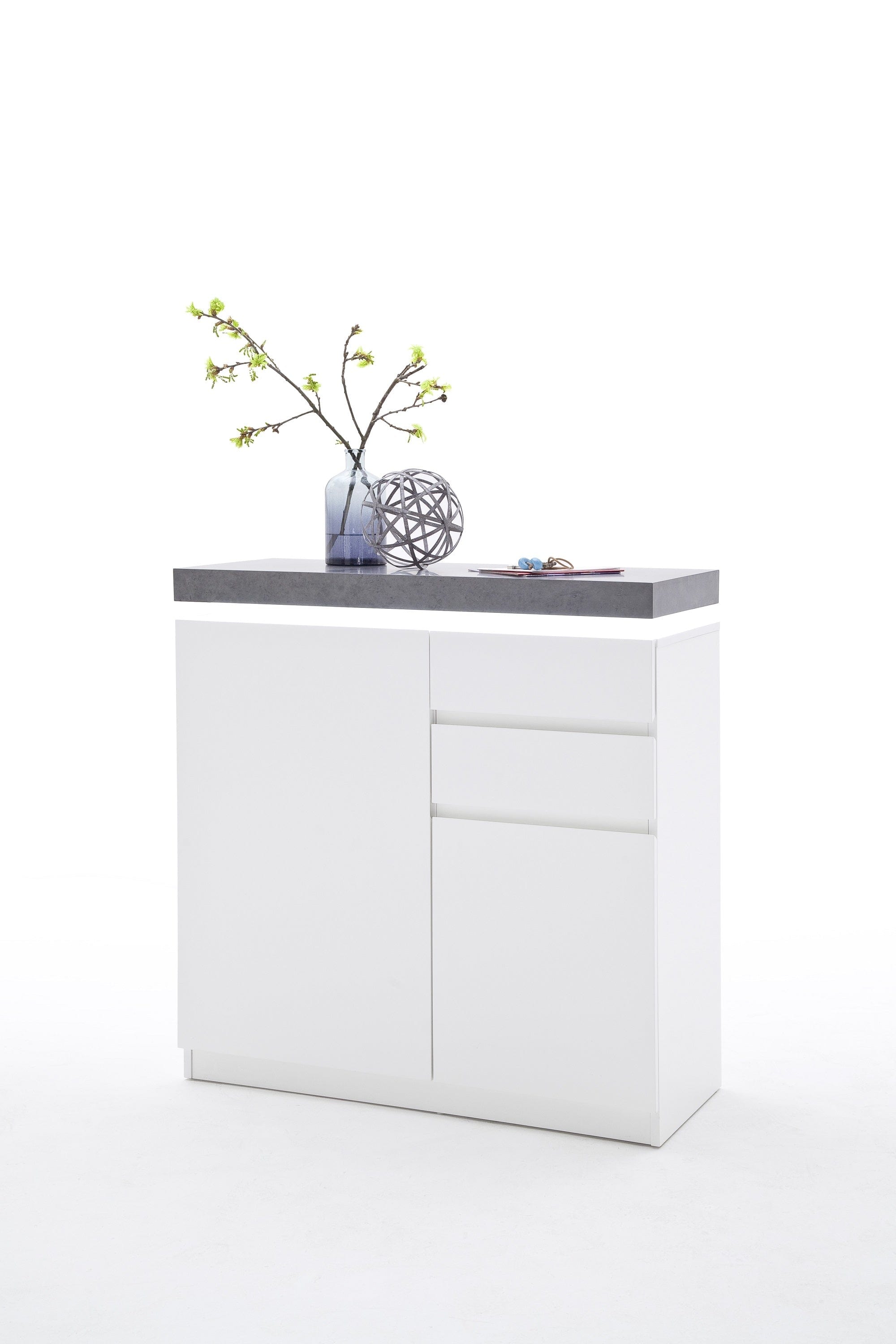 Set de mobila hol din MDF, cu LED inclus, 5 piese, Atlanta Alb / Gri inchis (8)