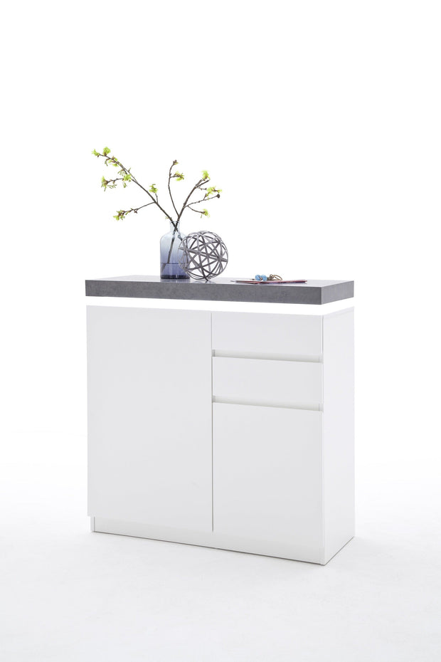 Set de mobila hol din MDF, cu LED inclus, 5 piese, Atlanta Alb / Gri inchis (8)